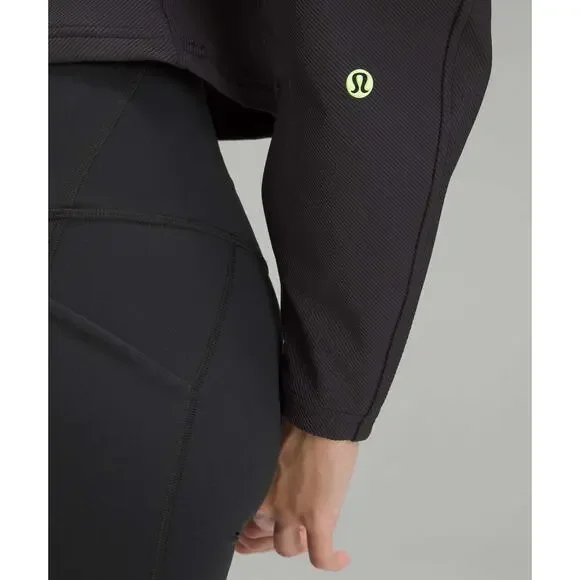 Lululemon Ribbed Luxtreme Wide Sleeve Pullover Black Crop Women's No Size Tag - Picture 13 of 15